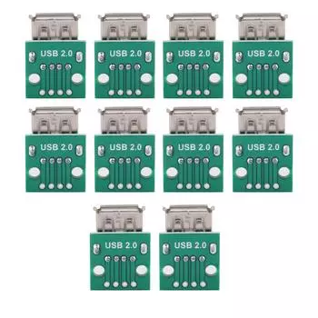 10 шт. USB тип A гнездо плата адаптера 2,54 мм шаг разъем DIP