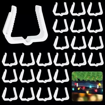 10 шт. Устойчивые к атмосферным воздействиям рождественские крючки для вешалок, пластиковые праздничные световые зажимы, зажимы для панелей, крыши белый
