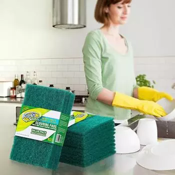 10 шт., утолщенная кухонная губка для мытья посуды, многофункциональная тряпка для мытья посуды, королевская губка для чистки посуды 10pcs зелёный