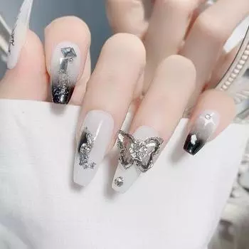 10 шт., ювелирные изделия для ногтей с бабочками, двухслойные сверкающие стразы, привлекательные украшения для дизайна ногтей, женские аксессуары J