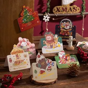 10 шт. Веселых рождественских поздравительных открыток с изображением Санта-Клауса, подарочные карты, пустая бумага, открытка с благословением, приглашение на рождественскую вечеринку