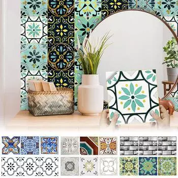 10 шт. Водонепроницаемая декоративная самоклеящаяся наклейка на плитку в стиле ретро для гостиной и ванной комнаты 10cm10cm