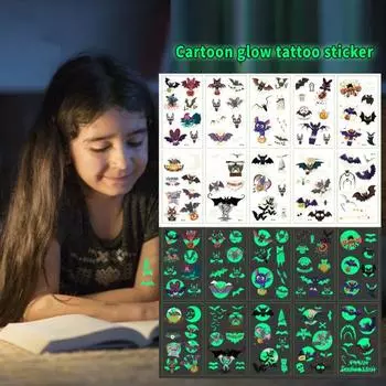 10 шт. Временные татуировки на Хэллоуин, светящиеся в темноте татуировки, дизайн паутины, одноразовые поддельные татуировки для рук и лица C