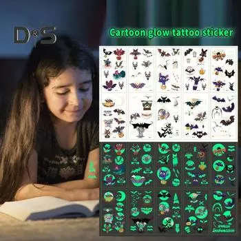 10 шт. Временные татуировки на Хэллоуин, светящиеся в темноте татуировки, дизайн паутины, одноразовые поддельные татуировки для рук и лица D