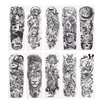 10 шт. Временные татуировки на весь рукав, водонепроницаемые, долговечные, поддельные наклейки для татуировок