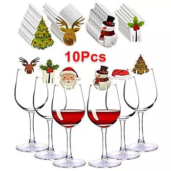 10 шт. Вставка для открытки с красным вином Рождественская шляпа Открытка с винным бокалом Рождественская открытка с бокалом Navida Noel
