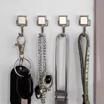 10 шт. Встроенный магнит Квадратный магнитный крючок Мини-крючок без следов Магнитный крючок для холодильника 10pcs