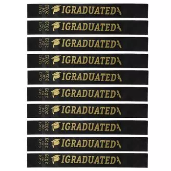 10 шт. Выпускной пояс 2023 года с золотой блестящей буквой «I Graduated» для вечеринки