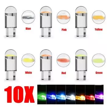 10 шт. W5W светодиодный T10 автомобильный свет COB стекло 6000K белый автомобильный номерной знак лампы купол чтения DRL лампа стиль 12 В белый