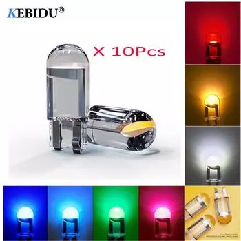 10 шт. в партии COB T10 светодиодный клиновой сигнал для чтения сигнала, цветной светильник «сделай сам», 12 В 10 PCS белый