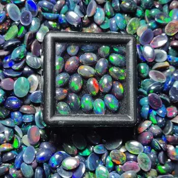 10 шт. в упаковке, окончательная калиброванная ювелирная установка, размер, натуральный черный эфиопский опал, кабошон, оптовая партия 6x4 MM 10 Pcs Box Pack