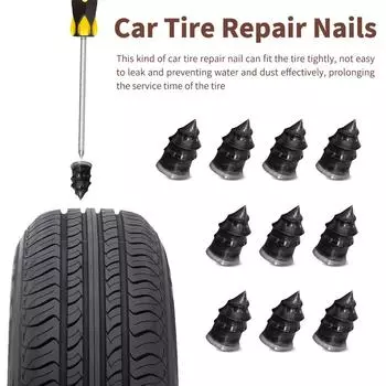 10 шт., вакуумные гвозди для ремонта шин для автомобилей, грузовиков, мотоциклов, скутеров, велосипедов, ремонт проколов шин, бескамерные резиновые гвозди
