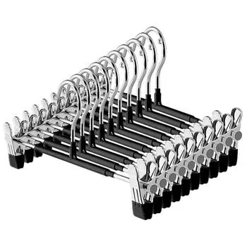 10 шт. вешалка для брюк из нержавеющей стали, экономящая место в шкафу, вешалка для одежды, противоскользящий зажим для брюк/носков/юбок/пальто чёрный