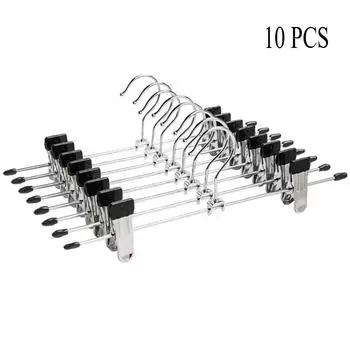 10 шт. вешалки для брюк, вешалки для юбок с регулируемыми нескользящими зажимами, вешалка для брюк, экономящая место металлическая вешалка для пальто, одежды, джинсов, вешалки для детей и взрослых чёрный