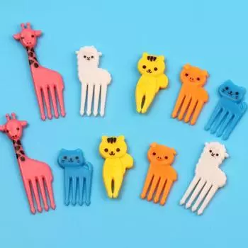 10 шт. вилка для фруктов в виде фермы животных, мини-мультяшная детская закуска, торт, десерт, еда, шпажка, зубочистка, бенто, обед, декор для вечеринки, случайный цвет