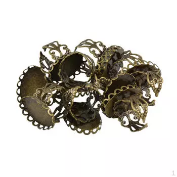 10 шт. винтажная латунная филигранная пустая основа для кольца, регулируемая - бронза, как описано