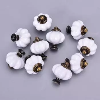 10 шт. винтажная мебель дверная ручка дверная ручка ящик шкаф тыква 13*35*30mm белый