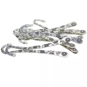 10 шт. винтажные плоские закладки с бисером и петлей для самостоятельного изготовления ювелирных изделий 118mm серебряный