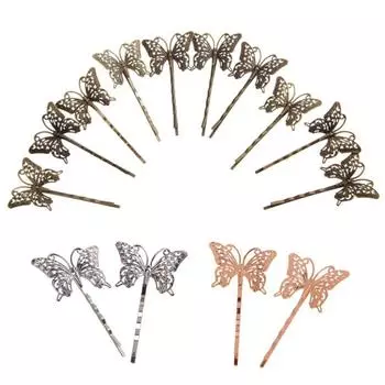 10 шт. винтажные полые заколки для волос с бабочкой, женские заколки для волос «сделай сам», прическа «Бобби» бронзовый