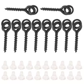 10 шт. винтов для насадки с 20 шт. овальных колец, стопоры для колец карповой оснастки, рыболовные снасти для ловли карпа, винт для крючка, белый