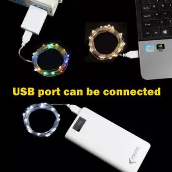 10 шт. водонепроницаемая светодиодная гирлянда USB 10 м 20 м из медного провода для рождественской свадебной вечеринки праздничного освещения 1m-By USB-6 Pcs синий
