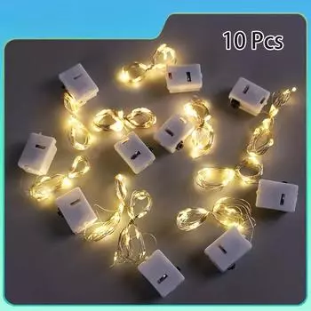 10 шт. водонепроницаемых мини-светильников цвета меди с 3 режимами скорости для рождественских украшений и использования на открытом воздухе, питание от батареек 1M