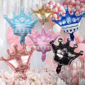 10 шт. воздушные шары для вечеринок золотого цвета, реквизит для вечеринки, блестящая форма короны принцессы, декоративные надувные воздушные шары с гладкой поверхностью, свадебные шары на Новый год чёрный