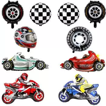 10 шт., воздушные шары из фольги для гоночного автомобиля, украшения для вечеринки в честь дня рождения, детского душа