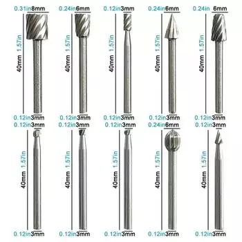 10 шт. вращающихся напильников по дереву из быстрорежущей стали, ручная работа, электрическая шлифовальная головка, гравировальный и фрезерный резак, набор сверл натурального цвета Round handle&40mm
