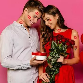 10 шт. временные татуировки наклейки красные любовь сердце губы роза водонепроницаемые поддельные наклейки боди-арт татуировки на день святого валентина дни рождения A