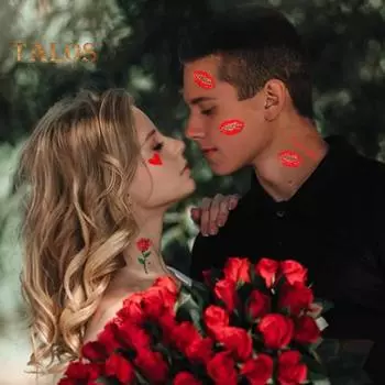 10 шт. временные татуировки наклейки красные любовь сердце губы роза водонепроницаемые поддельные наклейки боди-арт татуировки на день святого валентина дни рождения A