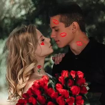 10 шт. временные татуировки наклейки красные любовь сердце губы роза водонепроницаемые поддельные наклейки боди-арт A