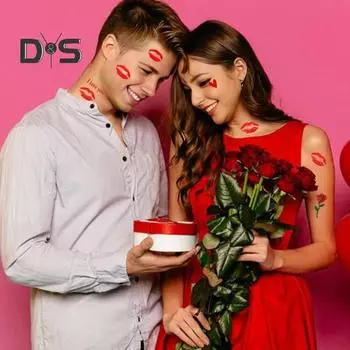 10 шт. временные татуировки наклейки красные любовь сердце губы роза водонепроницаемые поддельные наклейки боди-арт татуировки на день святого валентина дни рождения A