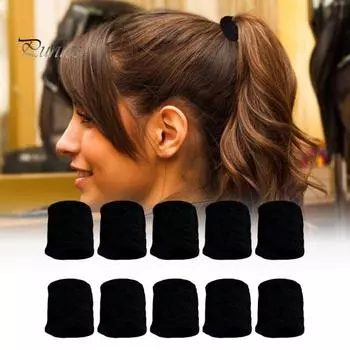 10 шт. высокоэластичные резинки для волос, однотонные, улучшенные, большие, эластичные резинки для волос, не ломающиеся, держатели для хвостиков, аксессуары для волос чёрный