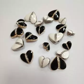 10 шт. высококачественных пуговиц Love, пуговиц в форме персикового сердца с бриллиантами, шерстяное пальто, изысканный женский топ в форме сердца, пальто, сшитое вручную 15MM-hanging white oil + white glue