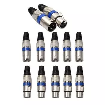 10 шт. XLR 3-контактный разъем для микрофона, мужской и женский, аудиоразъем для микрофонного кабеля