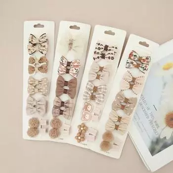 10 шт., заколки для волос с бантом для маленьких девочек, милые детские заколки в клетку в горошек с цветочным принтом, детские заколки для волос, детские заколки, аксессуары для детских волос one size