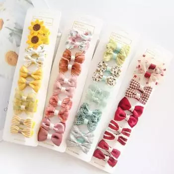 10 шт., заколки для волос с милыми бантиками, хлопковая челка, заколки для волос, заколки с бантом, зажимы BB