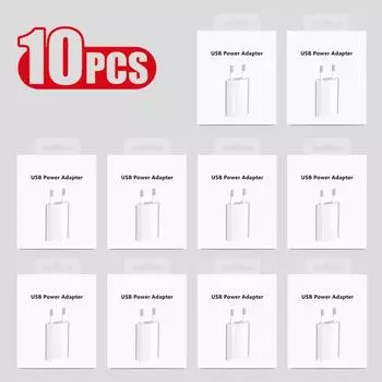 10 шт. зарядное устройство USB с европейской вилкой для Apple iPhone 6 6S 7 8 14 Plus 13 12 mini 11 Pro XS Max XR X SE 5 5S адаптер питания с розничной коробкой EU Charger x 10 PCS