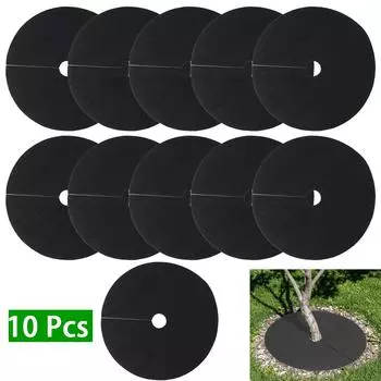 10 шт. защитных ковриков для прополки деревьев, нетканый материал, кольцо для мульчи для деревьев, утолщенное круглое покрытие для растений, сад на открытом воздухе