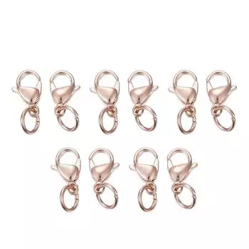 10 шт., застежки-омары, кольца, браслет, браслеты, ювелирные изделия, фурнитура 15x9.5x4.5mm розового золота