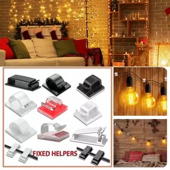 10 шт. зажимов для рождественских огней, крючки для уличных гирлянд, крючки для органайзера на клейкой основе, липкий держатель для провода для подвешивания рождественских огней One Size