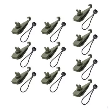 10 шт. Зажимы для брезента с банджи-шнурами Прочный держатель для крепления палатки для Green Cord