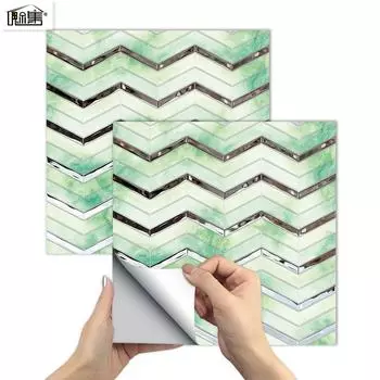 10 шт., зеленая наклейка на плитку с кожурой и наклейкой на фартук, виниловое настенное покрытие для кухни, наклейка на мозаичную плитку в метро 15cm*15cm*10Pcs