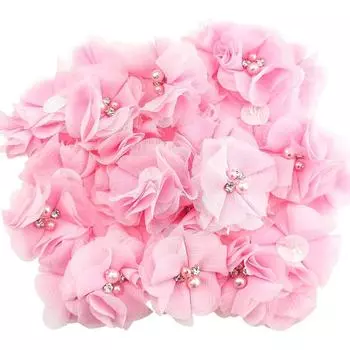 10 шт. жемчужная сетка ткань цветок тканевые наклейки DIY головные уборы кольца для волос одежда аксессуары нашивки 5.5 см синий