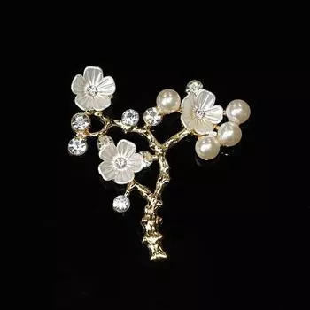 10 шт. жемчужно-бриллиантовая ветка ветка смола три цветка сливы сплав аксессуары DIY свадебные аксессуары для волос группа веер материал
