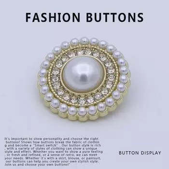 10 шт. жемчужные пуговицы высокого класса изящные кашемировые пальто одежда свитер кардиган металлические круглые пуговицы для пиджака gold with diamonds * 15MM
