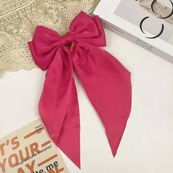 10 шт. Женская заколка для волос с большим бантом, Шифоновые большие банты для волос для девочек, Сатиновые заколки-автоматы, Женский однотонный зажим для хвостика, Аксессуары для волос