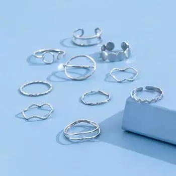 10 шт. женские кольца геометрические панк яркий блеск тонкий универсальный декор простая волна крест