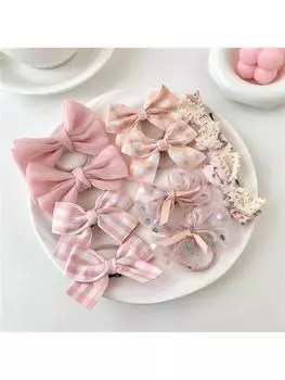 10 шт. женские весенние цветные тканевые резинки для волос с бантом, высокоэластичные, не повреждающие волосы, резинка для волос, эластичная лента, повязка на голову, аксессуары для волос Size fits all